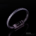 Travel Fast USB Phone Chargers Jewelry Black Punk Rubber Silicone Braided Leather Bracelet  Men Stainless Steel Magnetic Clasp - Image 8